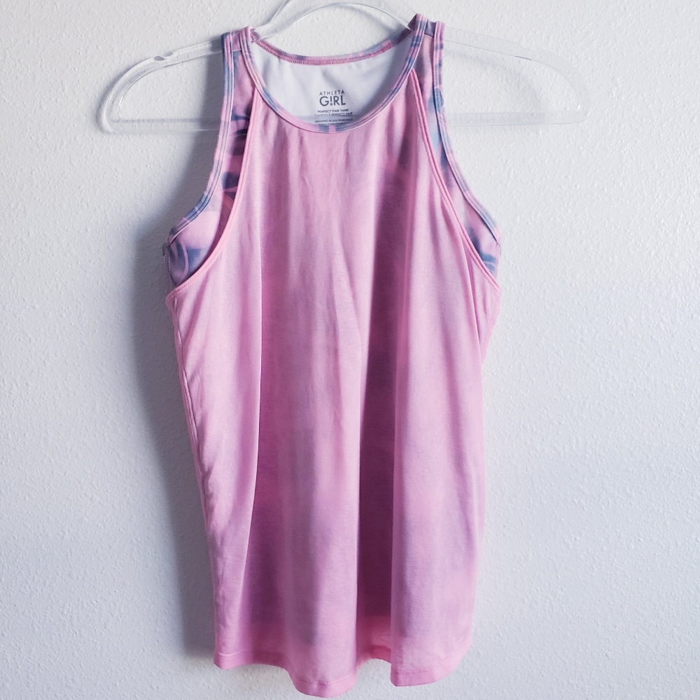 Athleta Girls Pink Double Layered Tank Top Size L/12